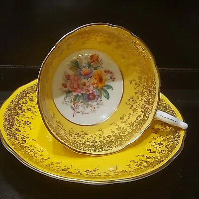 Buy Coalport Yellow Floral China Cup & Saucer AD 1750 Signed R Granet • 27.95£