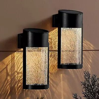Buy 2 Pack Crackled Glass Solar Wall Lights Fence Outdoor Garden Security Light Lamp • 14.99£