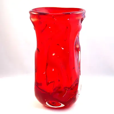 Buy Whitefriars Large Patt.No 9842 Art Glass Knobbly Vase In Ruby Red By Baxter • 75£