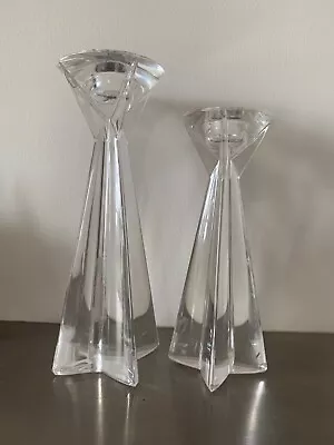 Buy Pair Of  Glass Candlestick Holders, Star Shape. Solid & Heavy • 7£