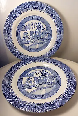 Buy 2xBarratts Of Staffordshire Plates- 'Willow' Dinner Plates- Blue & White Pottery • 15£