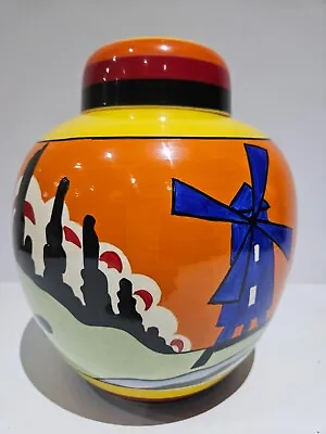 Buy Clarice Cliff Wedgwood Bizarre Applique Windmill Ginger Jar Circa 1999 • 225£