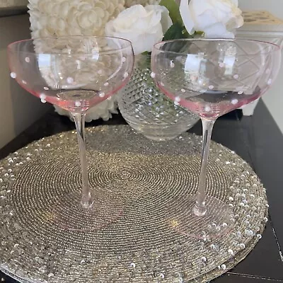 Buy Cupcakes And Cashmere Pink Coupe Pearl Accent Champagne  Cocktail Glasses Set 2 • 37.88£