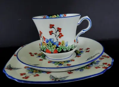 Buy Art Deco Vintage China Tea Set Trio.Delphine China. Hand Painted.Raised Enamel. • 15.95£