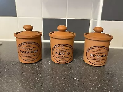 Buy Henry Watson Pottery The Original Suffolk Canister X 3 Spice/Herb Pots/Jars • 10£