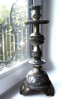 Buy Antique Fes/fez Moroccan Metal+pottery Tall Candlestick • 139£