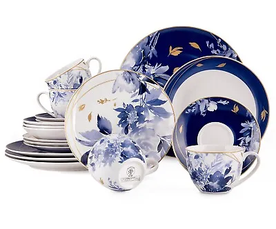 Buy 20 Pc Mizuki Bone China Dinner & Tea Set Porcelain Dinnerware, Blue Dinner Set • 131.08£