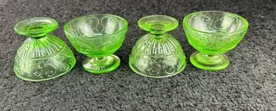 Buy Vintage Set Of 4 Indiana Green Glass Dessert/Sherbet Cup BRIGHT GREEN • 17.06£