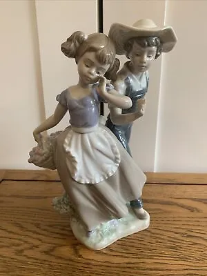Buy Lladro Boy And Girl With Flower Basket Elegant Graceful Beautiful Figurine • 80£