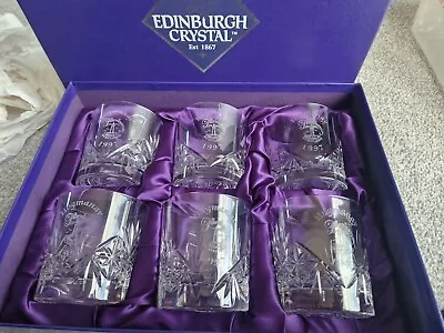 Buy Vintage Boxed 6 X EDINBURGH CRYSTAL Whisky Glasses (UNUSED). Inscribed. • 9.99£