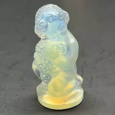 Buy Sabino Art Glass France Child Cherub W/flowers Blue Hues Opalescent Crystal 2  • 21.40£