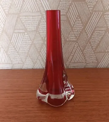 Buy Whitefriars Pattern 9728  Ruby Red 5 Lobed  Cased Glass Vase C1968.  G Baxter • 9.95£