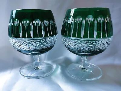 Buy Czech Bohemian Crystal Glass Handmade - Brandy Glass- 2 Pcs, Green • 28.81£
