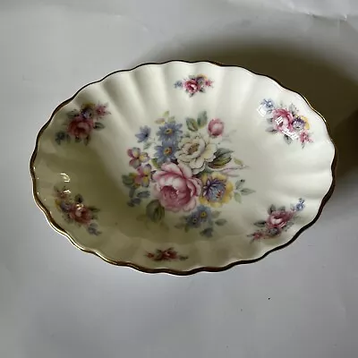 Buy Blue Waters Of England Staffordshire Bone China Pink Roses Oval Dish Trinket • 5.99£