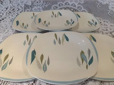 Buy 6 1950s Burleigh Ware Side Plates - Stylised Leaf Pattern • 22£