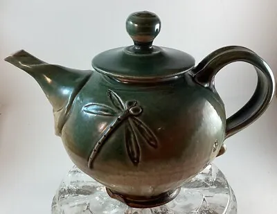 Buy Studio Art Pottery Teapot Asian Style And  Dragon Flies,Signed • 118.59£