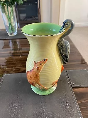 Buy An Art Deco Yellow Ground Vase By Burleigh Ware With The Stork And Fox • 20£