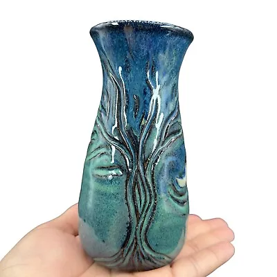Buy Green Blue Drip Glaze Art Pottery Vase Hand Made Pottery Signed By Artist 2006 • 58.56£