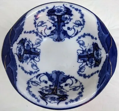 Buy Rare & Exquisite Art Nouveau Glenwood Flow Blue Wash Basin In Mint Condition! • 99£