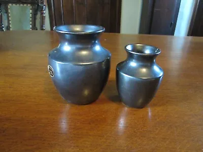 Buy 2  Prinknash Pottery Vases Gun Metal  Grey 11cm & 8.5cm • 6.50£