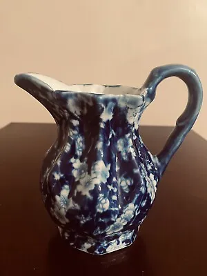 Buy Victoria Ware Ironstone ~ Pitcher ~Flow Blue ~ Calico Floral Pattern ~ 6” Tall • 24.60£