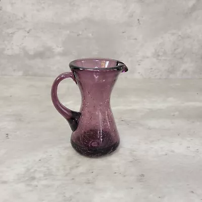 Buy Vintage Amethyst Crackle Style Glass Mini Pitcher Vase Creamer Purple • 14.17£
