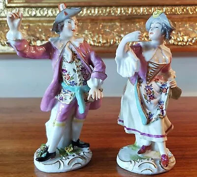 Buy Two Fun Antique German Porcelain Dancing Figures Dresden Meissen Interest • 30£