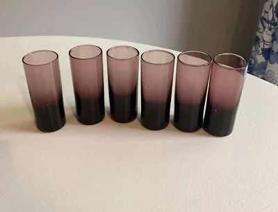 Buy Fabulous Set Of 6 MADE IN ITALY Amethyst Purple Whiskey Shot Shooter Glasses • 48.26£