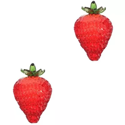 Buy  2 Pack Hand Blown Figurines Crystal Strawberry Ornament Glass • 14.58£