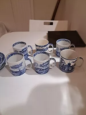 Buy 5 X Spode Blue Italian Large Mugs 1 X Spode Blue Room Gothic Castle  • 49.99£