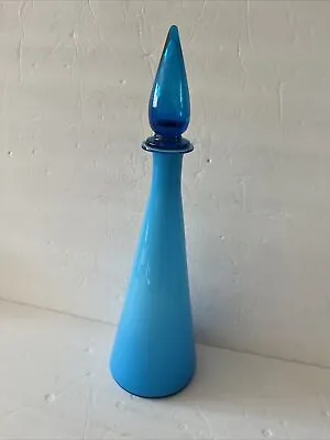 Buy Vintage Rossini Empoli Italy Cased Blue Glass Decanter Genie Bottle 16.5” MCM • 179.38£