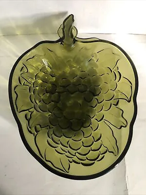 Buy Vintage Large Indiana Green Glass Grape Themed Fruit Bowl 13” Long 9.5” Wid • 14.43£