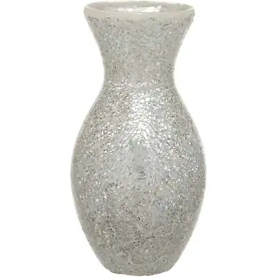 Buy Silver Crackled Glass Mosaic Vase Home Decor • 20£