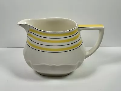 Buy Crown Ducal England Large Ceramic Milk Jug 2 Pints Cream With Yellow Stripes • 18.50£