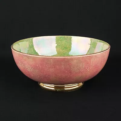 Buy Vintage Govancroft Pottery Glasgow Pink & Green Spongeware Lustre Glaze Bowl • 22£