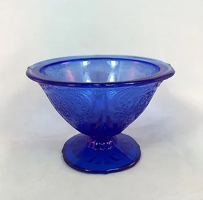 Buy Vintage Hazel Atlas Glass Cobalt Blue Royal Lace Sherbet Footed Bowl HTF • 24.93£