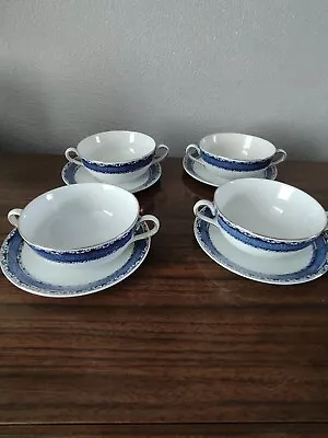 Buy Burleigh Ware Sandon Set Of 4 Twin Handled Soup Bowls With Plates  • 30£
