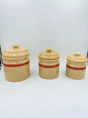 Buy Cumberland Ware Stoneware Canister Set Made In USA Tan, Orange, Brown Set Of 3 • 48.14£