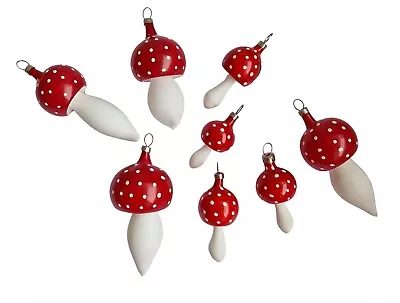 Buy Christmas Tree Ornaments - Toadstools Made Of Glass / 8 Piece (#16940) • 100.68£