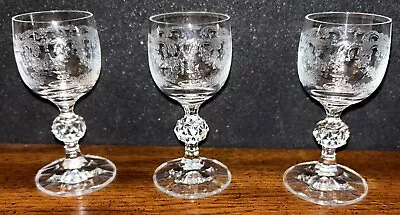 Buy 3  Cascade  4.5in Needlepoint Etched Vintage Wine/Champagne Goblets Set 1980s • 19.92£