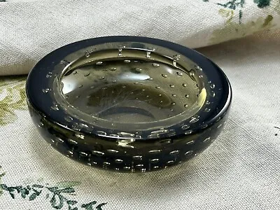 Buy VINTAGE WHITEFRIARS 1950s Smokey Brown Controlled Air Bubble Glass Bowl Dish • 12£