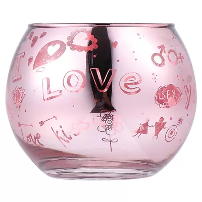 Buy  Pink Glass Valentine's Day Candle Cups Lovers Vintage Holders • 11.45£