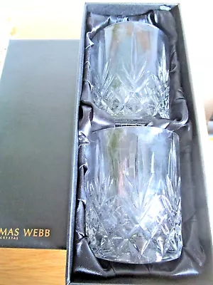 Buy Pair Boxed THOMAS WEBB Finest Cut Glass Crystal Whisky Glasses - NEW & BOXED • 15.99£