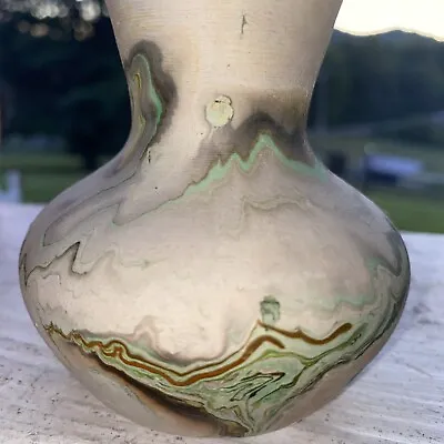 Buy Nemadji Pottery Vase Orange Green  Swirl Natural 3.5 Tall • 5.79£