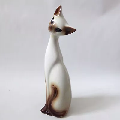 Buy Vintage Spur Pottery Tall Siamese Cat, Elegant Stylised Mid Century 60s Ceramic • 16£