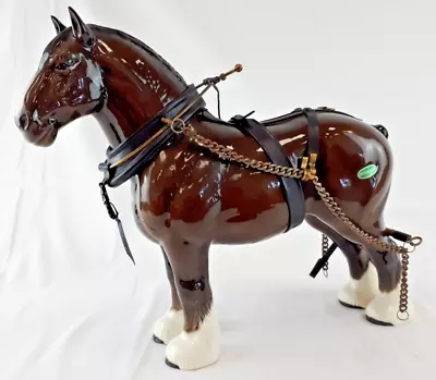 Buy Large Vintage Beswick Porcelain Brown Shire Horse Figurine In Harness, 30cm Long • 30£