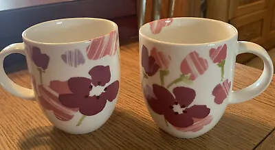Buy 2 M&S Marks & Spencer Large Sweet Pea Design Fine China Mugs Excellent Condition • 7.95£