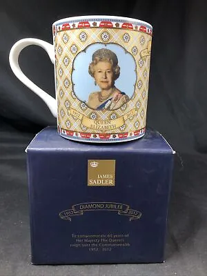 Buy Queen Elizabeth Diamond Jubilee Mug James Sadler 2012 Original Box Bone China • 18.50£