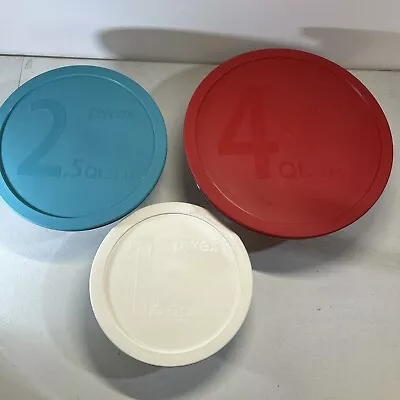Buy Pyrex, Set Of 3 Clear Glass Nesting-Mixing Bowls With Lids, #322, 323 & 325 Mint • 33.15£