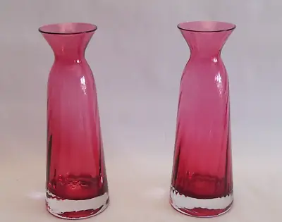 Buy Dartington Pair Of Cranberry Glass Vase Hand Blown 7 3/4 Inch • 24.99£